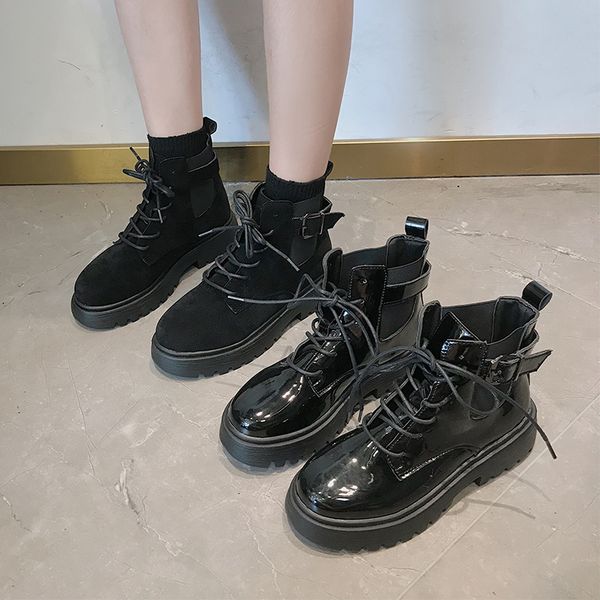 

lace up boots shoes booties ladies luxury designer low heels booties round toe martins for women rubber mid-calf lolita mid calf, Black