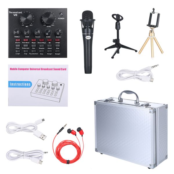 

v8 multifunctional live sound card intelligent volume adjustable audio mixer sound card for computer live sound with microphone