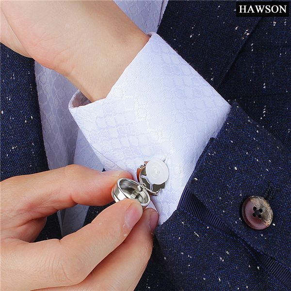 

hawson mens jewelry cuff button covers with box fastener metal cover button for clothing, Silver;golden