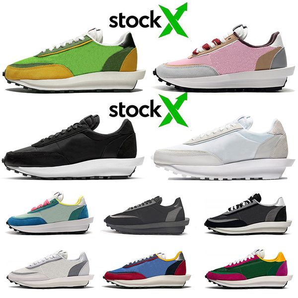 

ld waffle sacai 2020 new sneakers brand mens womens running shoes blazer ldv daybreak white black nylon pink designer trainers runners, White;red