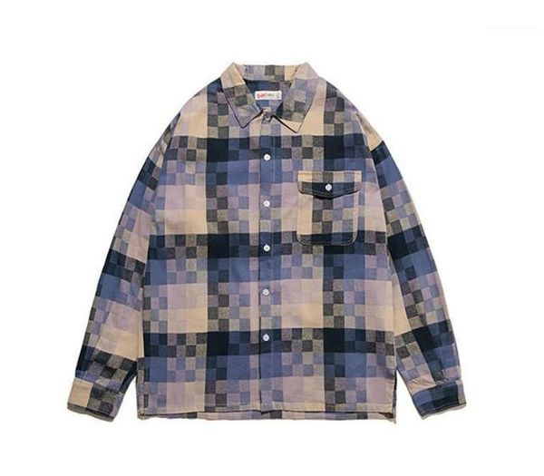 

males spring designer plaid print jacket panelled shirt coats casual fashion mosaic pattern pocket teenager new style clothes, Black;brown