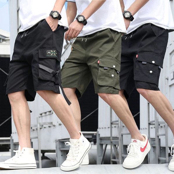 

men's loose shorts new summer men large size casual shorts men cotton short pants tooling, White;black