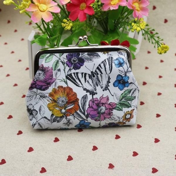 

women coin purse pouch lady vintage hobos flower small wallet hasp purse clutch bag card holder women, Red;black