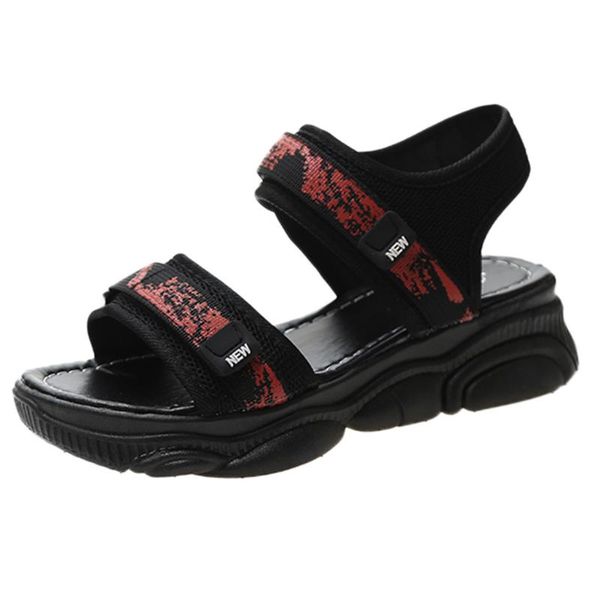 

2020 summer new muffin with thick-soled sandals female casual korean version of the open toe beach women's sandals sandalen dam, Black