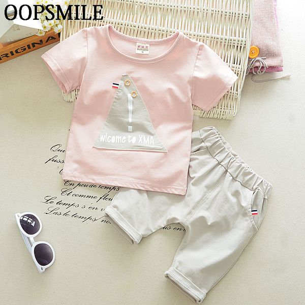 

2017 summer baby sets baby boys cartoon cotton t-shirts + pants suit 2pcs newborn boys clothes suit, White