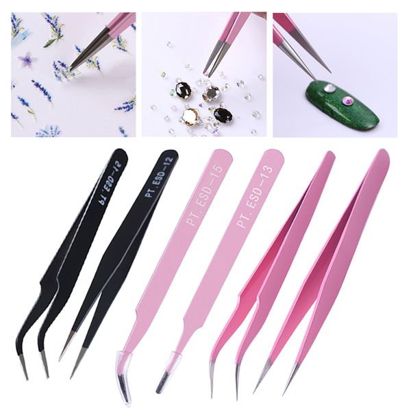 

nail tweezers straight curved angle head for picking rhinestone 3d sticker nail art tool eyelash tweezers makeup cosmetic