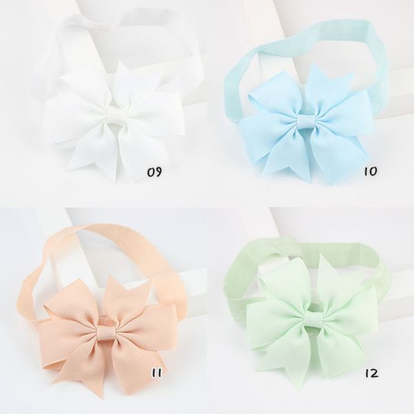 

cute baby bow tie headband polyester ribbon bow elastic hair bands children easy to wear hair accessories headwear pink/white, Slivery;white