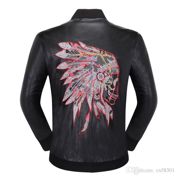 

горячая дизайнер бренда p мужской черепов кожезаменитель куртки хип-хоп вскользь пальто высокого качества мужской моды класса люкс фитнес од, Black;brown