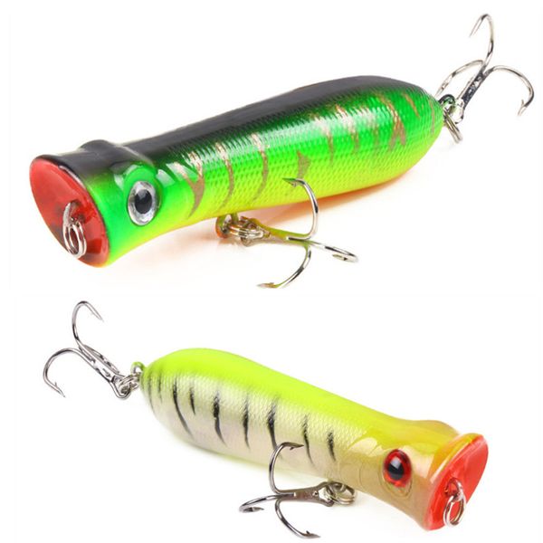 

1pcs качество поппер рыбалка приманка с 6 # крючки 8см 11.5g topwater плавающий воблер искусственная приманка bass карп 10 цветов