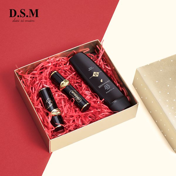 

d.s.m three piece goddess christmas new year ladies gift box firework carstick lipstick charming lip gloss bb foundation