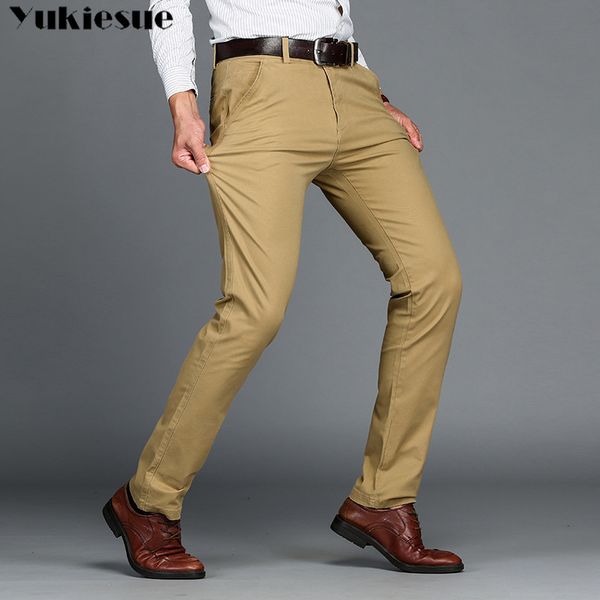 

men's classic casual khaki pants men business dress slim fit elastic jogger long trousers male clothing cotton work pant black