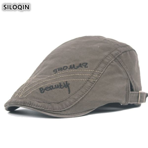 

siloqin snapback cap adjustable size men's 100% cotton berets hats personality retro tongue caps new youth letter embroidery hat, Blue;gray