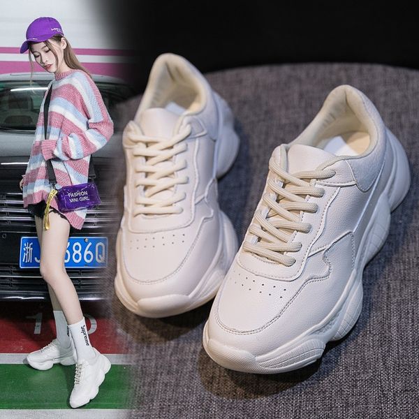 

new autumn women shoes 2019 ladies fashion casual round toe sneakers women shoes shallow mouth solid lace-up wild flat shoes c13, Black