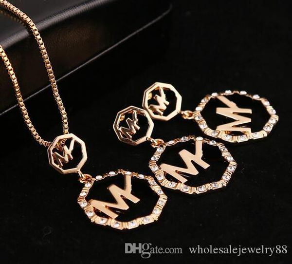 

новые прибытия полые letters мичил ожерелье set сияющий кристалл rhinestone серьги ожерелье для женщин моды партии ювелирных изделий, Gray