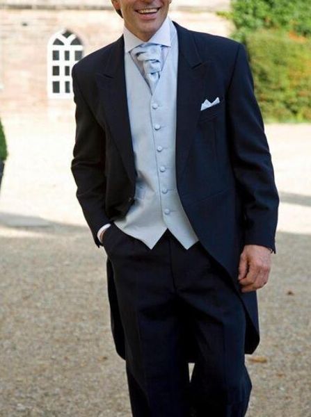 

(jacket+pants+vest+tie) peaked lapel terno masculino black swallow coat custume homme suit 3 pieces formal, White;black