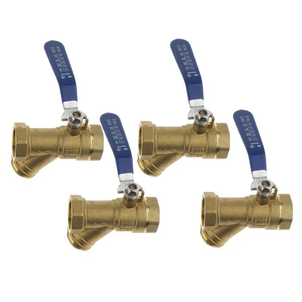 

set of 4 - 1\" brass ball valve with drain female and female pipe fitting