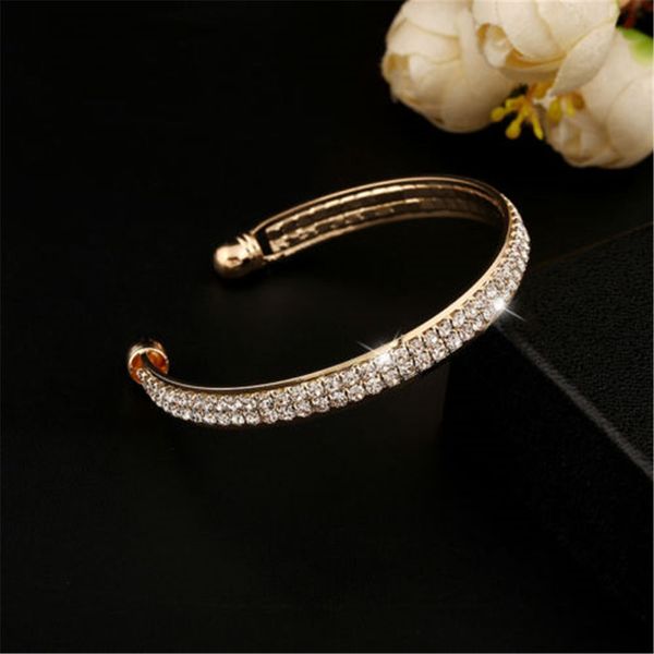 

new fashion luxury style gold crystal rhinestone bangle cuff bracelet jewelry new women female gift, Black