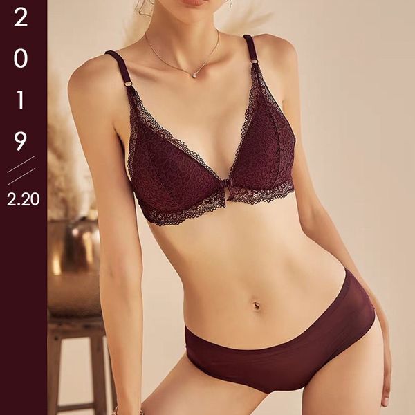 

французский romance женщины фронт закрытие бюстгальтер трусы set эротическое белье set push up triangle bralette вышивка нижнее белье brassi, Red;black