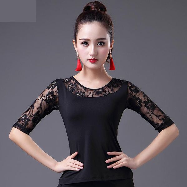 

новый дизайн моды современные v-образным вырезом кружева sexy спортивные танцы топы для женщин / женский / черный / красный взрослых бальные, Black;red