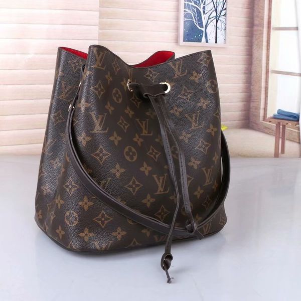 

44023 бесплатная доставка сумка рюкзаки плечи мешки посыльный schoolbag женщин neverfull луис vuitton lv, Black