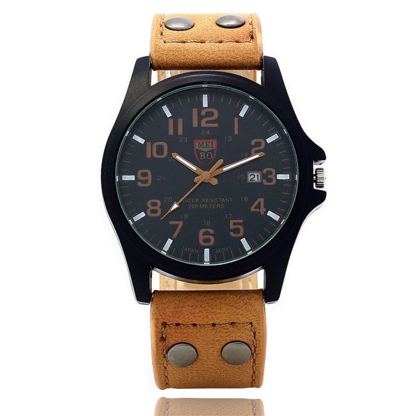 

relogio masculino 2019 fashion sport wristwatch men watch leather quartz men's watch complete calendar watches clock, Slivery;brown