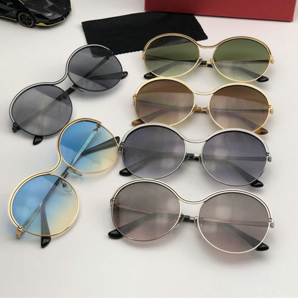 

wholesale- fashion designer women classic sunglasses sf 168 s oversized round frame simple summer style uv400 protection eyewear, White;black