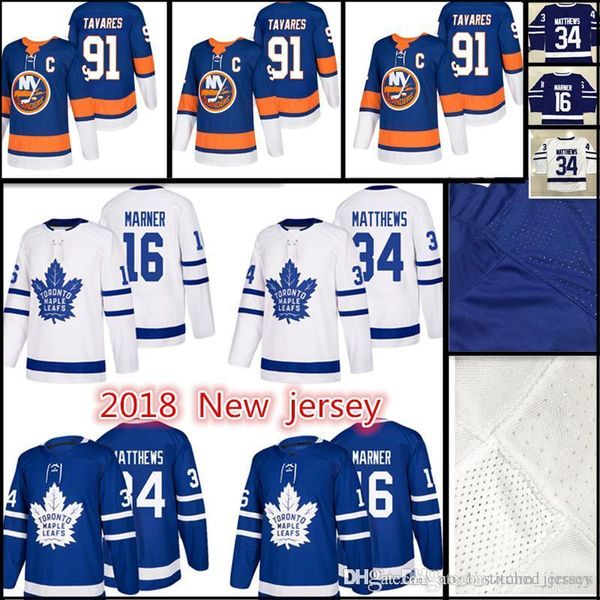 

2018 New York Islanders Hockey Jerseys Men's #91 John Tavares 16 Mitch Marner 34 Auston Matthews stitched Jersey Cheap sales