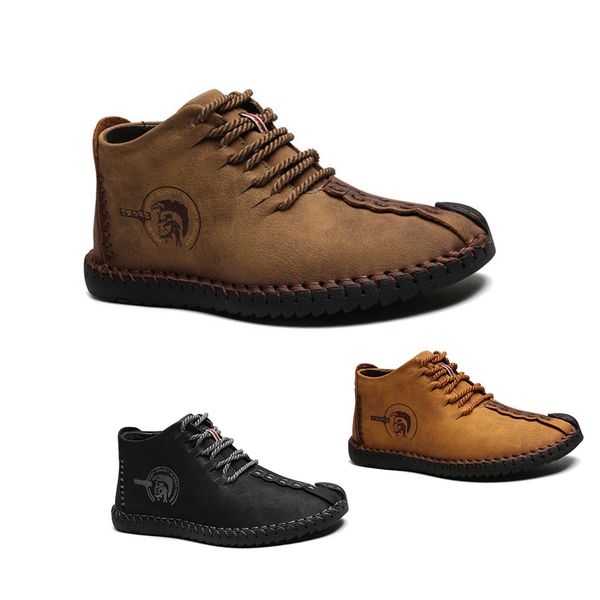 

2020 fashion men s casual leather plus velvet shoes triple black brown light tan mens boots outdoor business walking main7