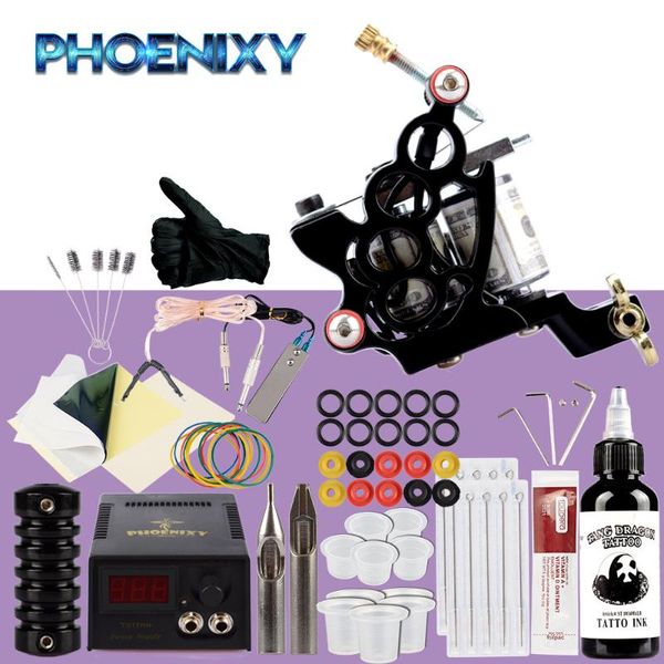 

tattoo guns kits beginner kit machine set 60ml black pigment ink power supply needles for complete accessories