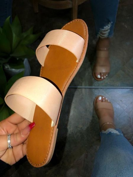 

2020 flat slippers open toe women slipper summer ladies hollow casual slip on outdoor beach slide woman shoes, Black