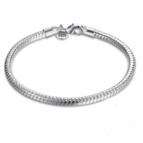 

style fashion jewelry 925 silver 3mm smooth snake chain bracelet 8.0inch/20inch 15pcs/lot ing, Black