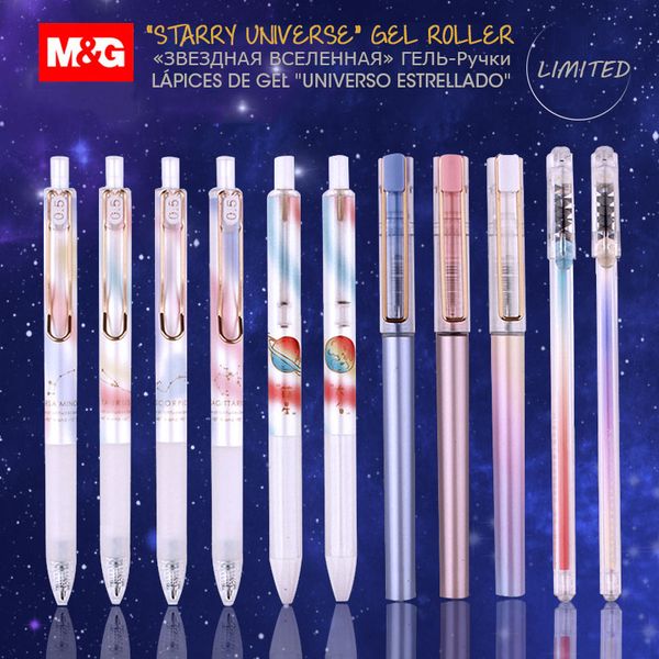 

andstal "starry universe" gel pen set 0.5mm m&g cute kawaii black ink roller ball pens for school supplies stationery gelpen