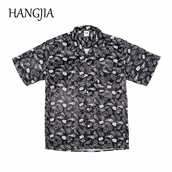 

black cashew digital print shirt for men streetwear vintage paisley short sleeve shirts summer fashionable loose shirt hip hop, White;black