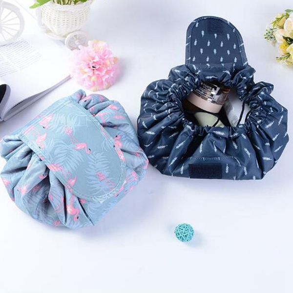 

large capacity magic pouch with patterns women cosmetic drawstring bag travel storage lady's string packing bag for toiletries