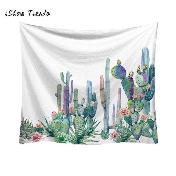 

fashion tapestry green cactus style pattern decorative cactus watercolor hanging wall tapestries landscape home decor