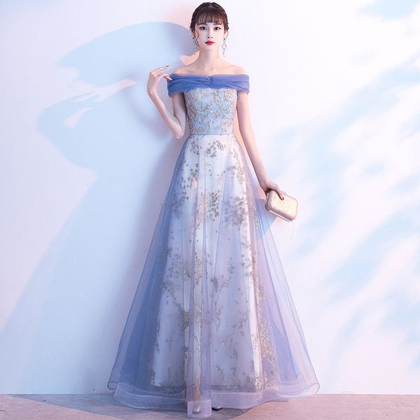

skyyue crepe a-line banquet dress fr314 off the shoulder evening dresses sleeveless vestido de fiesta shiny pattern formal gowns, White;black