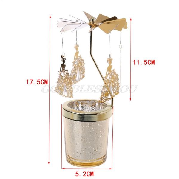 

starry cup rotary spinning carousel swivel tealight candle holder stand metal drop shipping