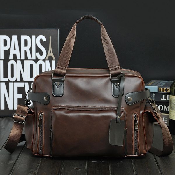 

briefcases men briefcase messenger bag for male handbag business shoulder bags travel solid pu 15 polyester zipper