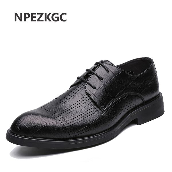 

npezkgc classic business men's dress shoes fashion elegant formal wedding shoes men slip on office oxford, Black
