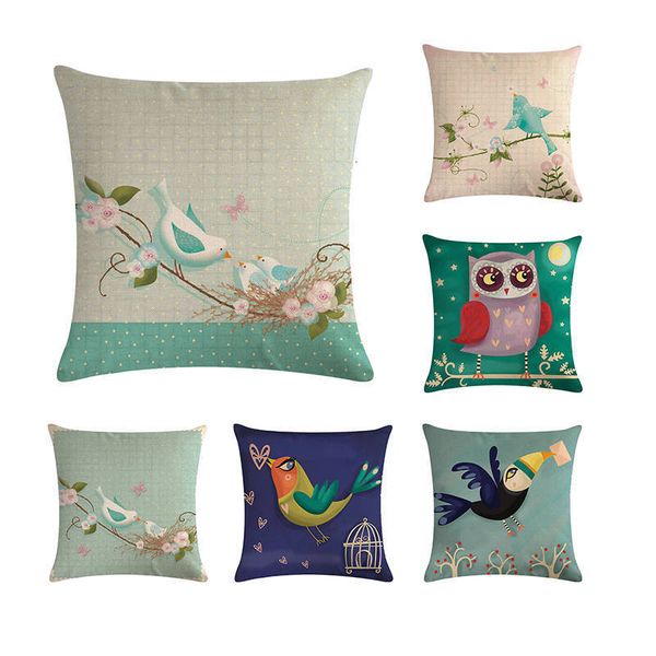 

birds owl dog cat square pillow case home sofa chair car textiles kids gift bedclothes zy305