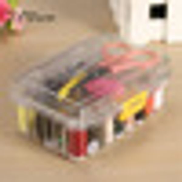 

kiwarm 1 set sewing tool pack kit thread threader needle tape measure scissor thimble with storage box sewing tool accessory, Black