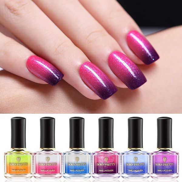 

2019 6ml nail polish temperature color changing varnish lacquer shining colorful nail art polish liquid mdf