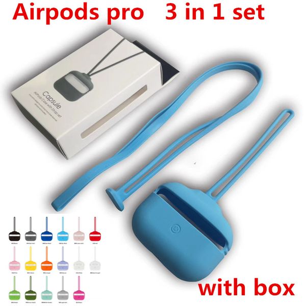 

3 in 1 for apple airpods pro wireless version silicone case with strap soft protector cover for airpods 3rd earphone case