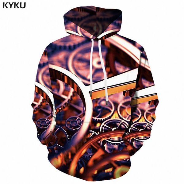 

kyku brand metal hoodie men geometric hoody anime punk sweatshirt printed hip hop hooded casual 3d printed streetwear, Black