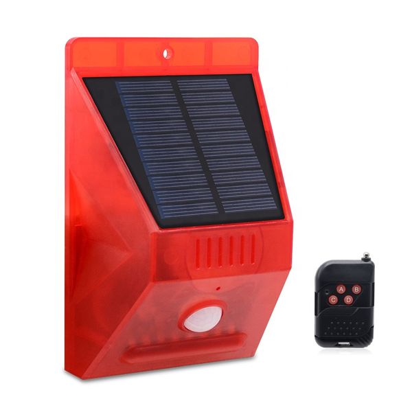 Luzes de aviso solares quadradas 4 modos de iluminação Som solar e luz 8 LED Alarme Luz Remoto Controle para Village Ranch Villa