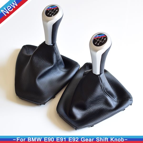 

masilver car manual gear shift knob stick lever 3 /// logo car styling for e90 e91 e92 e93 with leather boots cover