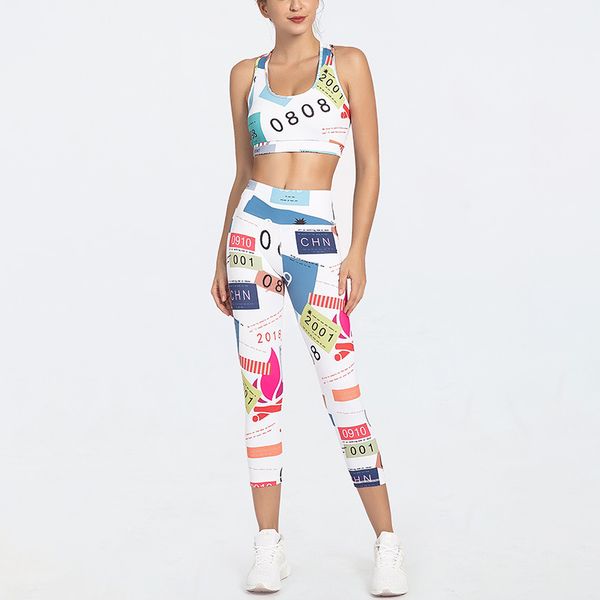 

sport woman workout sportswear tracksuit for women gym clothing sport suit print fitness suit leggings breathable yoga set