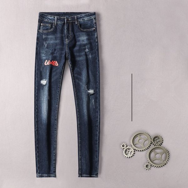 

new arrival winter mens designer jeans thick style washed bulea wear jeans fashion mens jeans slim business leisure pants 29-40, Blue