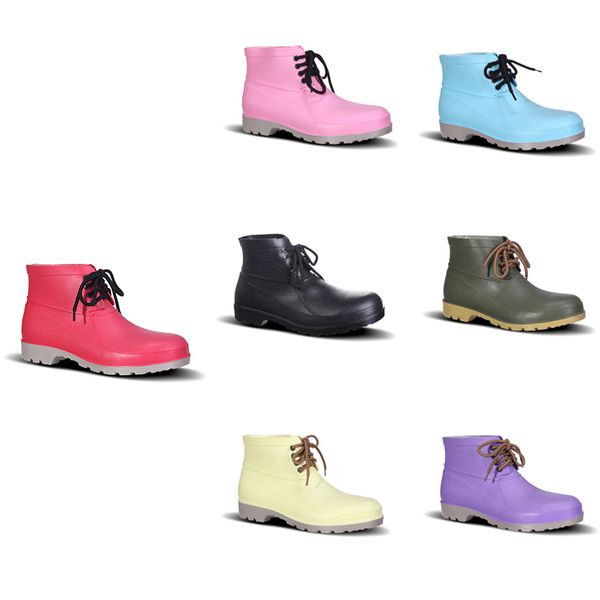 

new 2020 no-brand design rain boots low labor insurance shoes steel toe cap black yellow pink red purple dark green men shoes 38-44