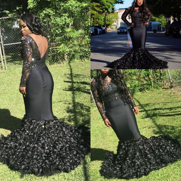 

sparkly sequined mermaid prom dresses for black girls 2020 luxury royal long train african formal gowns red carpet dress